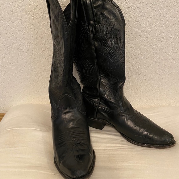 Lucky Star Shoes Cowboy Boots Black Leather Dance Poshmark